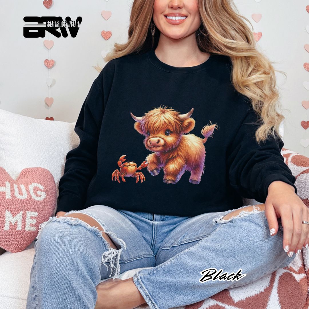 'Highland Cow-Crab' Summer Long Sleeve Tee