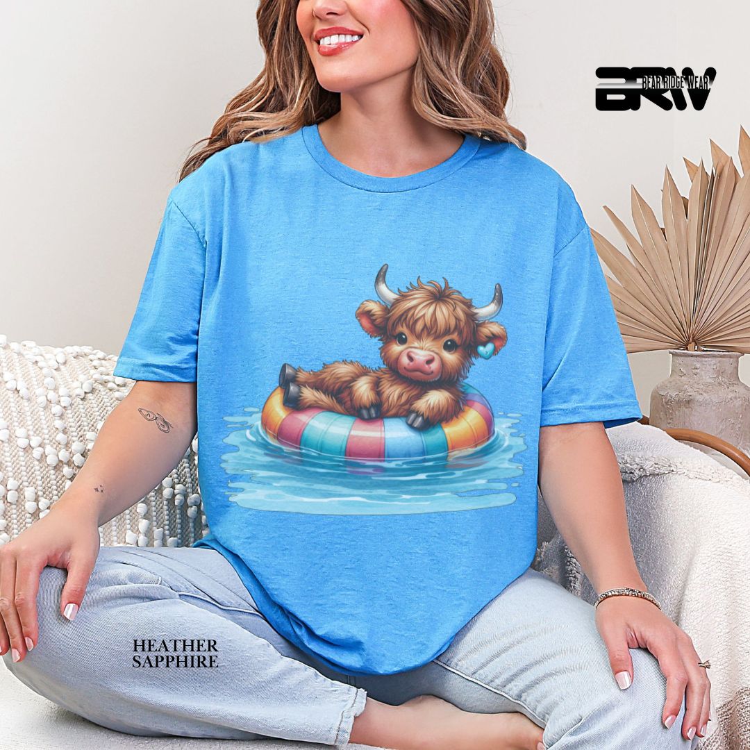 'Highland Cow-Float' Summer Tee