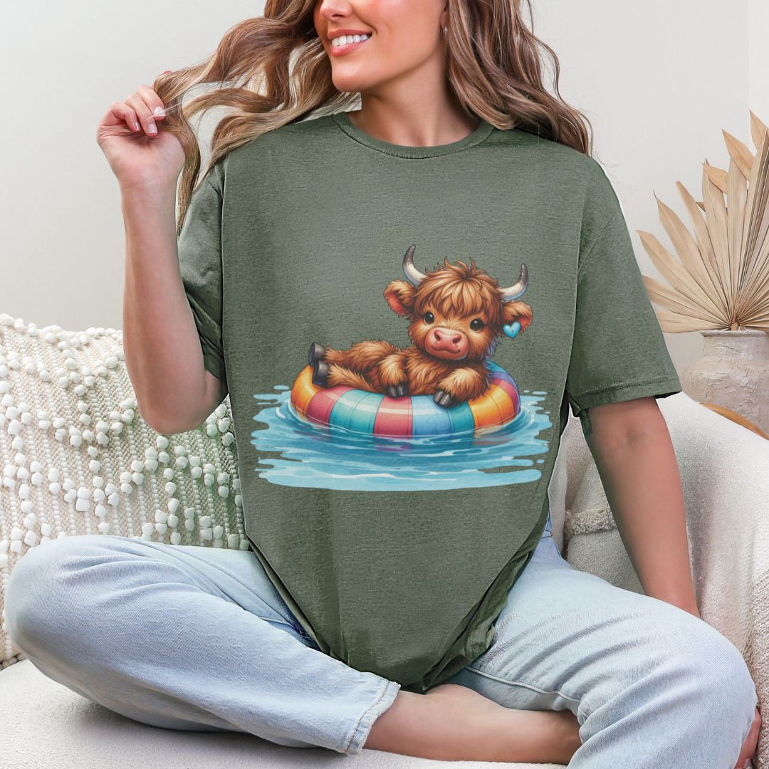 'Highland Cow-Float' Summer Tee