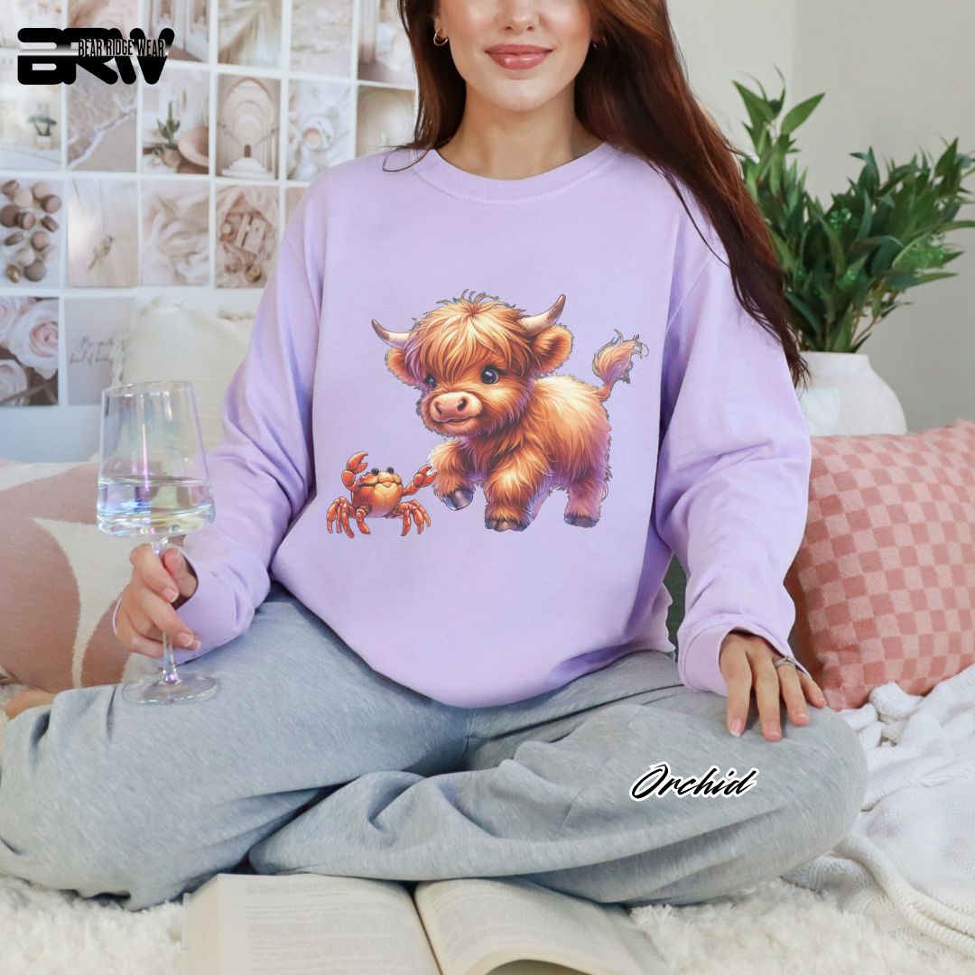 'Highland Cow-Crab' Summer Long Sleeve Tee