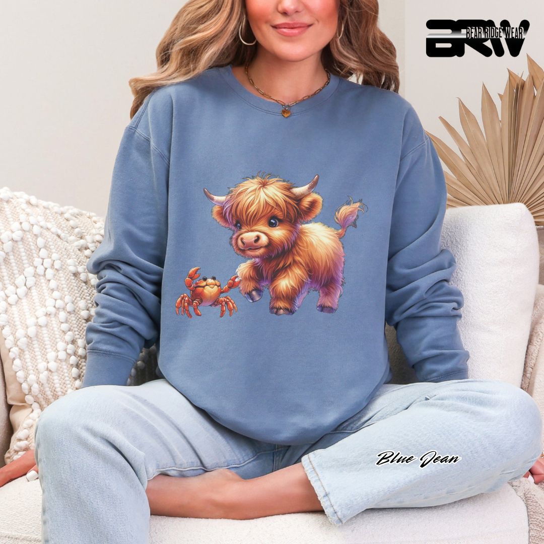 'Highland Cow-Crab' Summer Long Sleeve Tee
