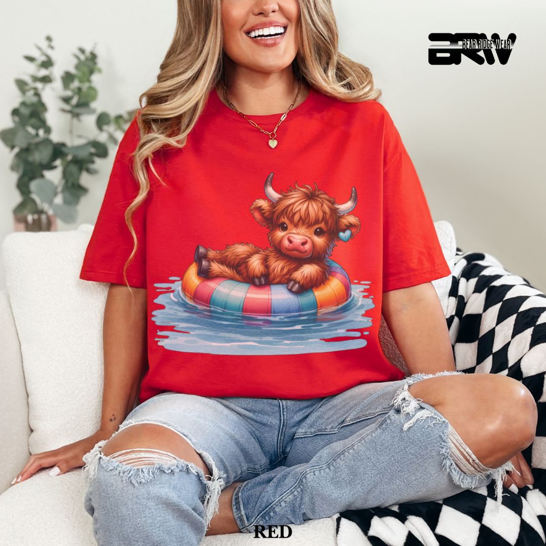 'Highland Cow-Float' Summer Tee