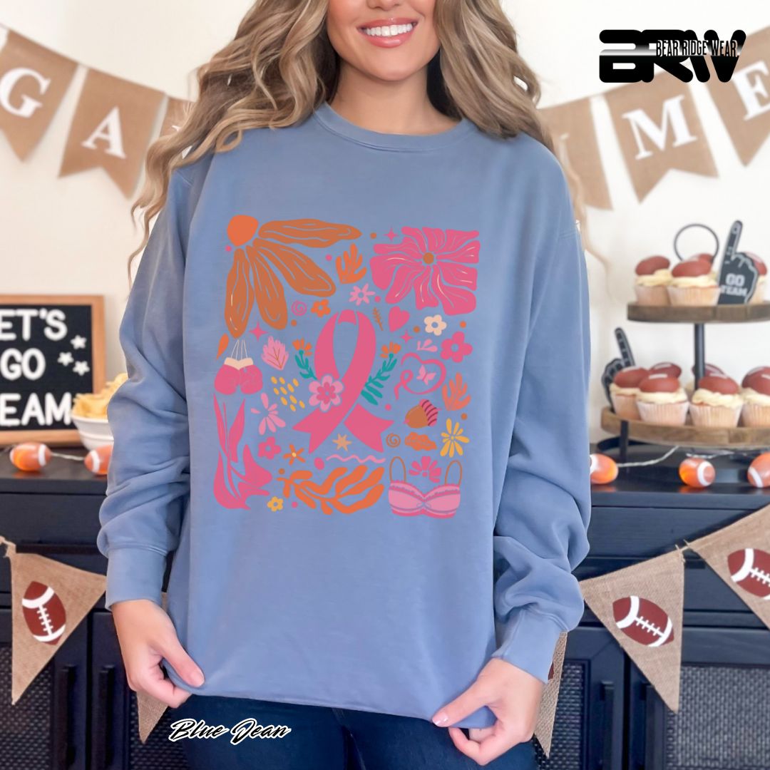 'Ribbon With Flowers Around' Awareness Crewneck Sweatshirt