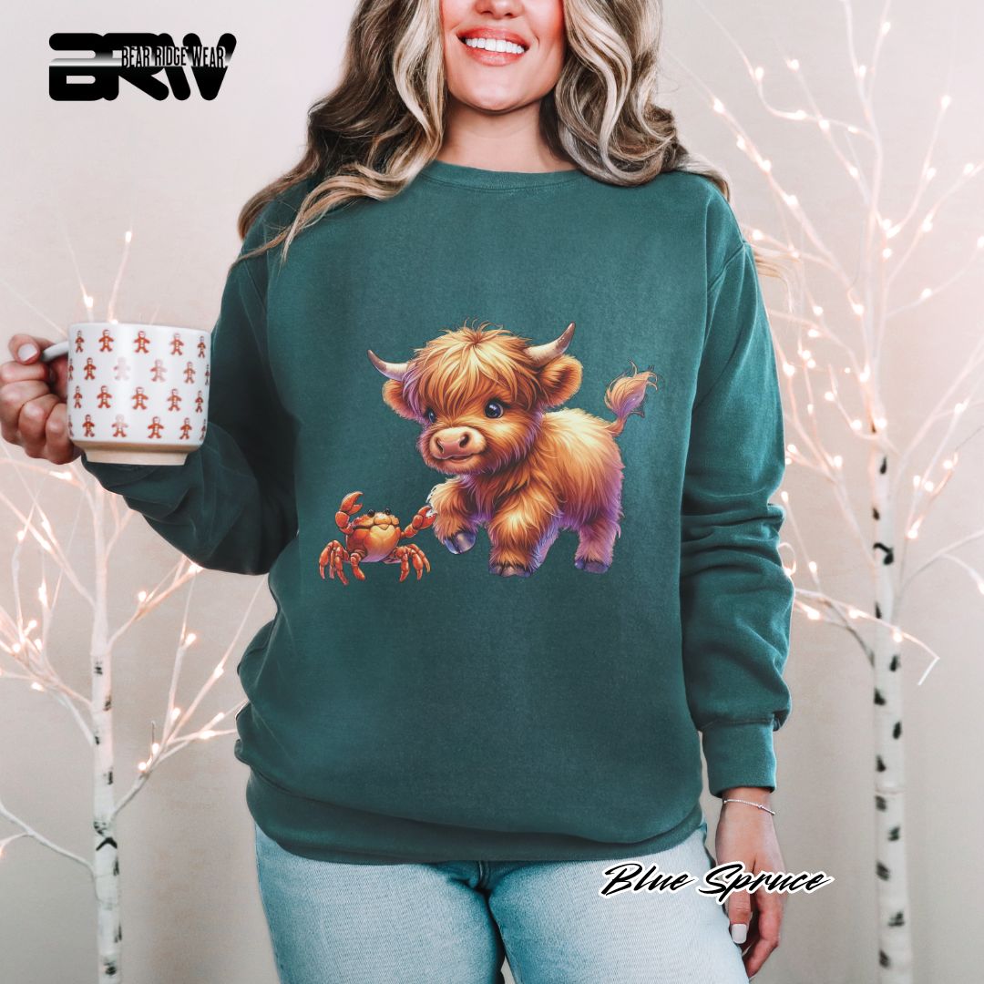 'Highland Cow-Crab' Summer Long Sleeve Tee