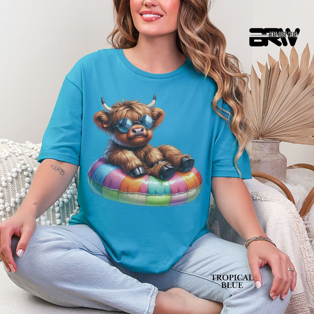 'Highland cow-Float' 3 Summer Tee