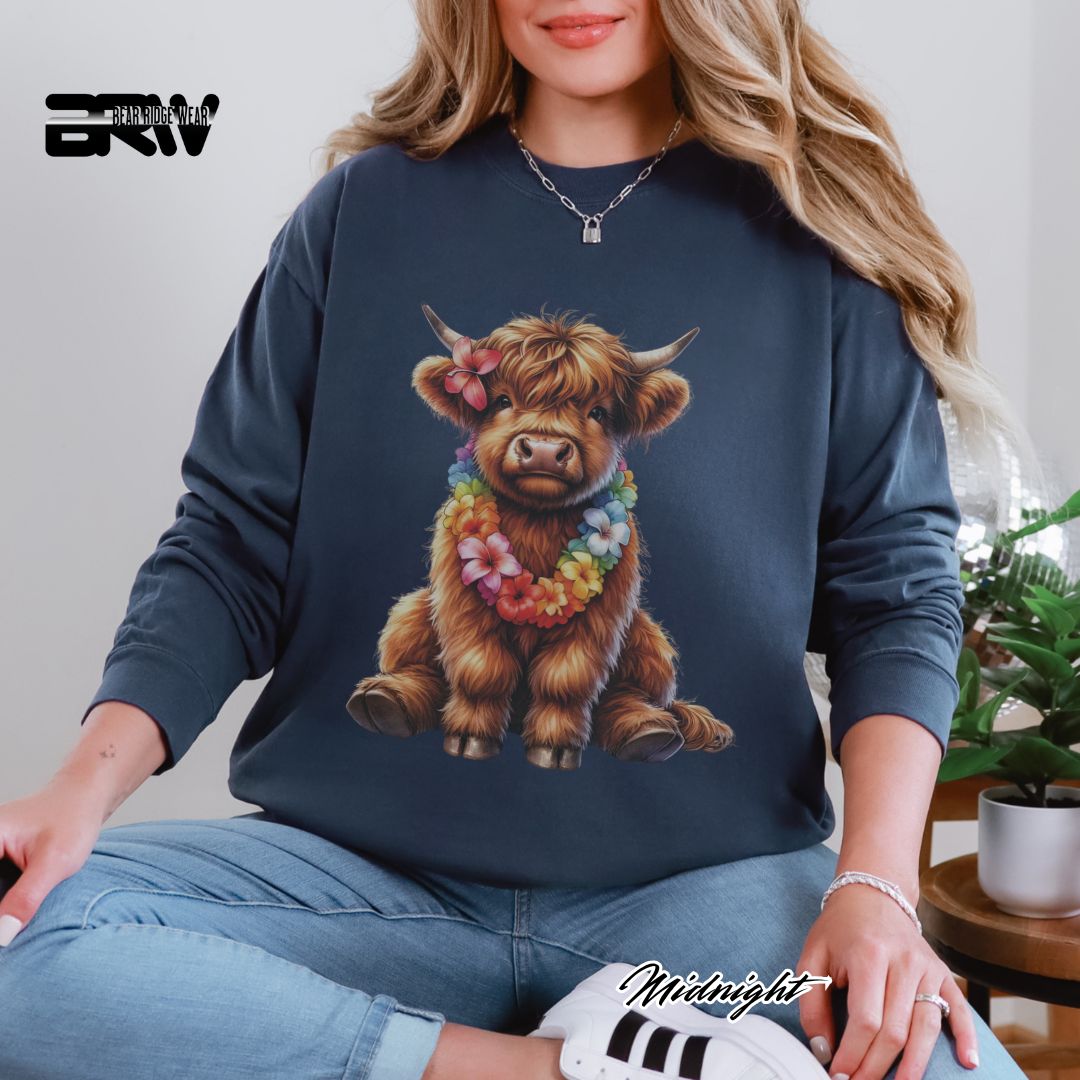 'Highland Cow-Lei' Summer Long Sleeve Tee
