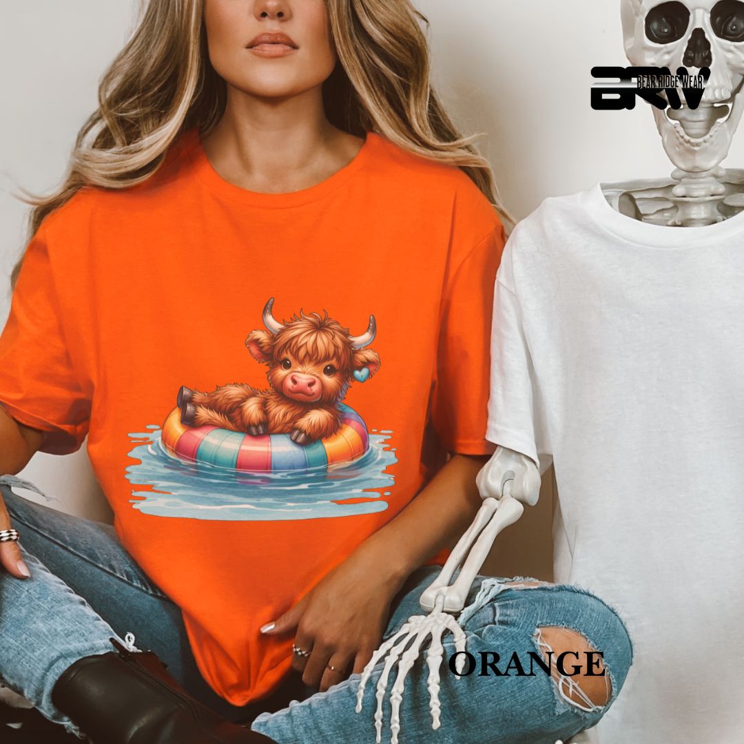 'Highland Cow-Float' Summer Tee