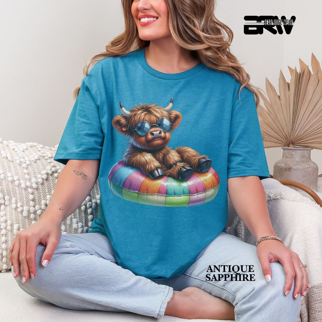 'Highland cow-Float' 3 Summer Tee
