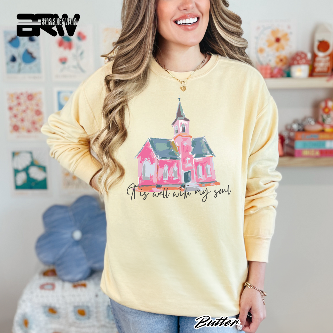 'It Is Well With My Soul' Black Faith Crewneck Sweatshirt
