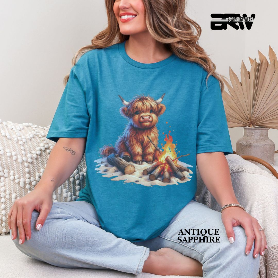 'Highland Cow-Bonfire' 3 Summer Tee