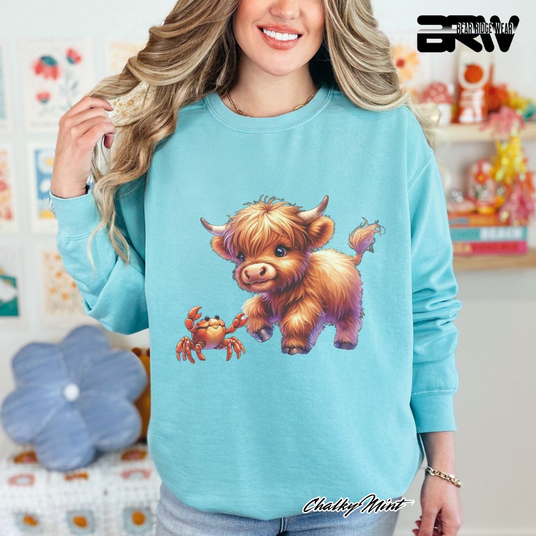 'Highland Cow-Crab' Summer Long Sleeve Tee