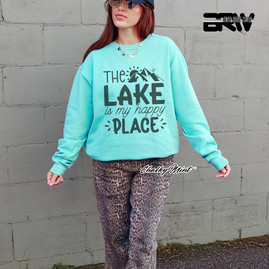 'The Lake Is My Happy Place' Crewneck Sweatshirt