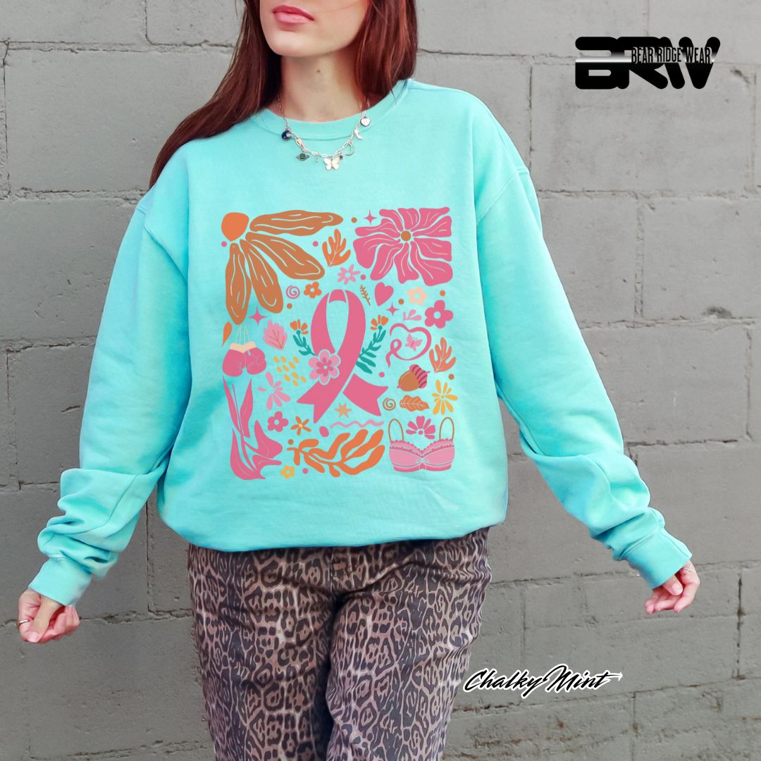 'Ribbon With Flowers Around' Awareness Crewneck Sweatshirt