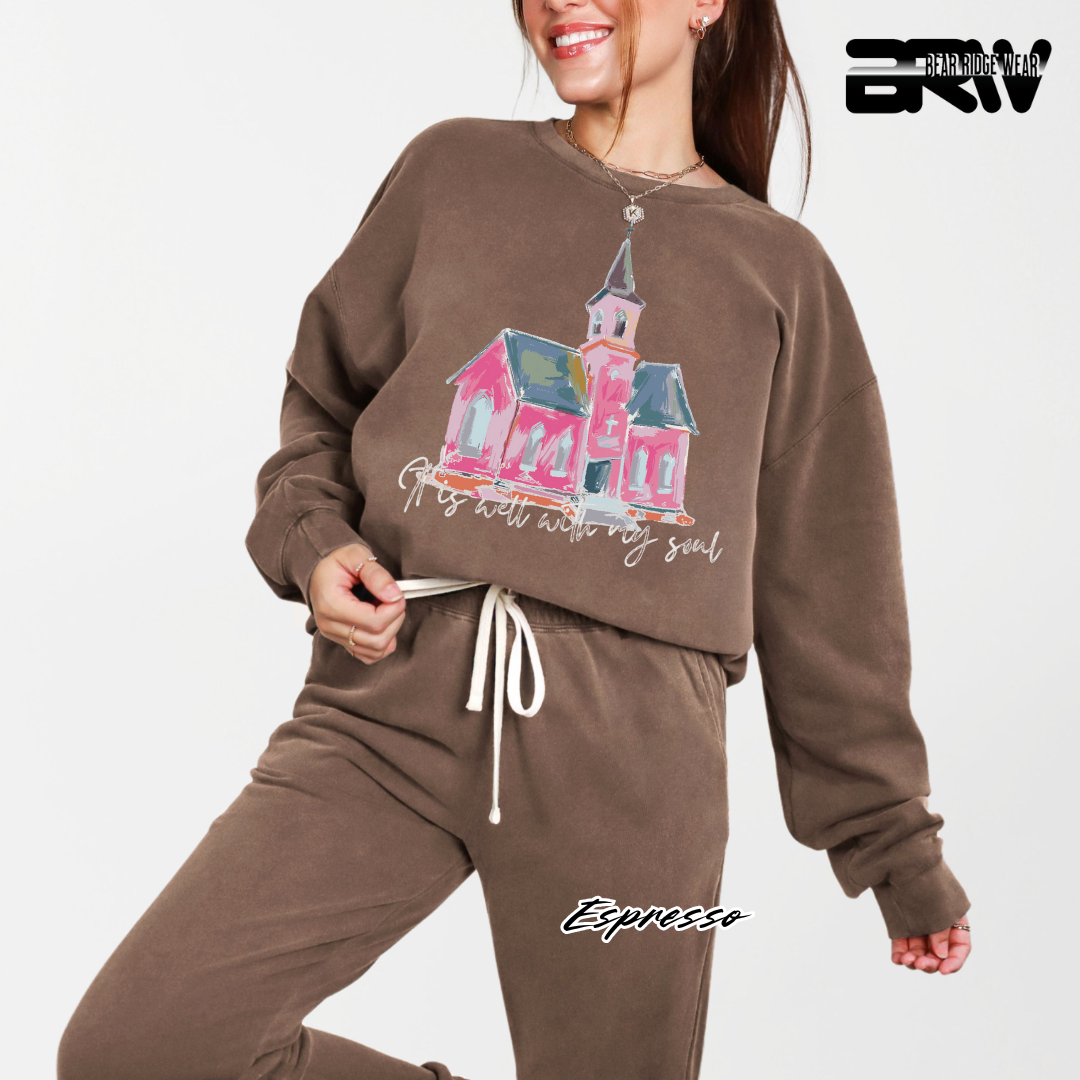 'It Is Well With My Soul' Black Faith Crewneck Sweatshirt