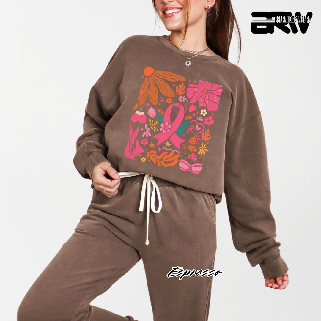 'Ribbon With Flowers Around' Awareness Crewneck Sweatshirt