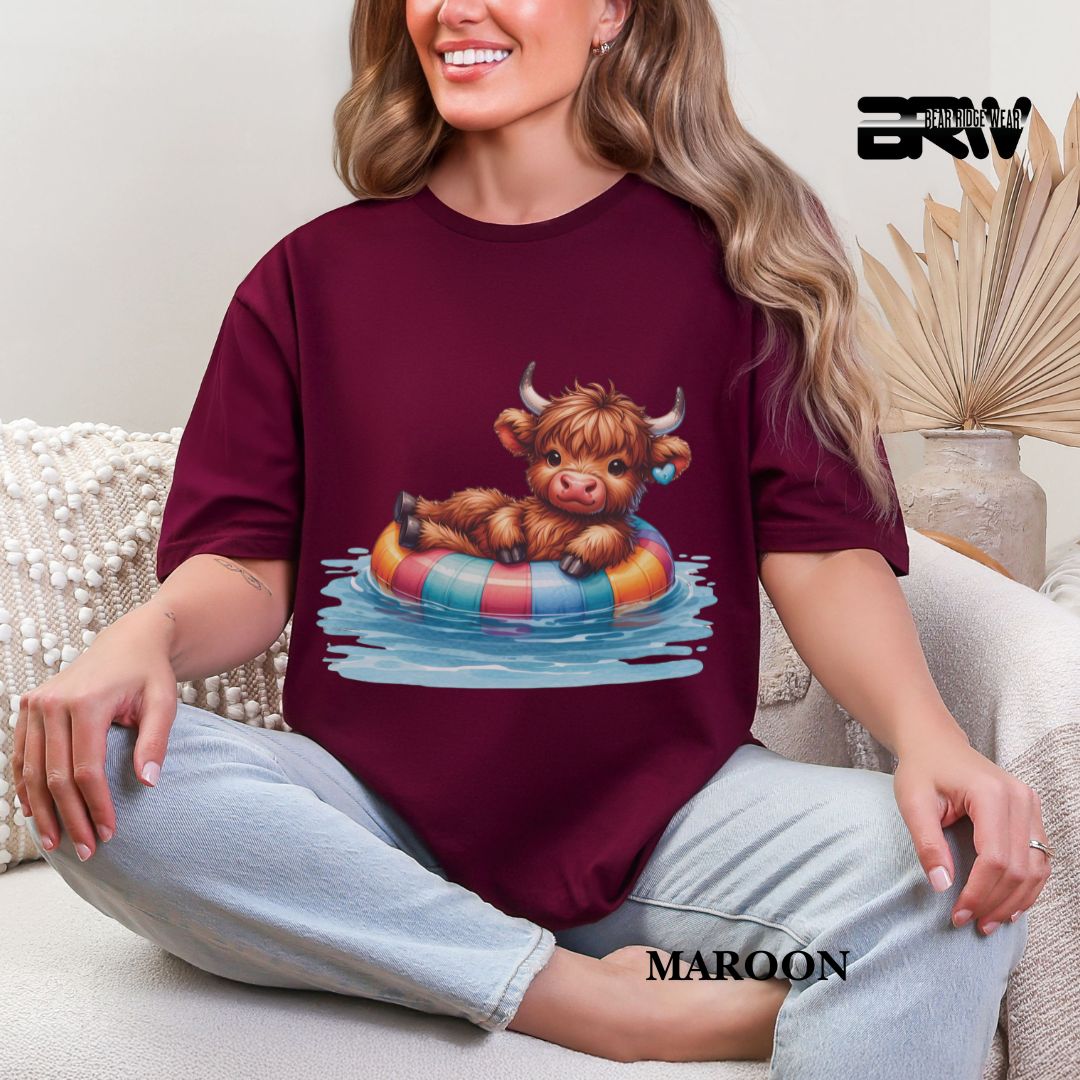 'Highland Cow-Float' Summer Tee