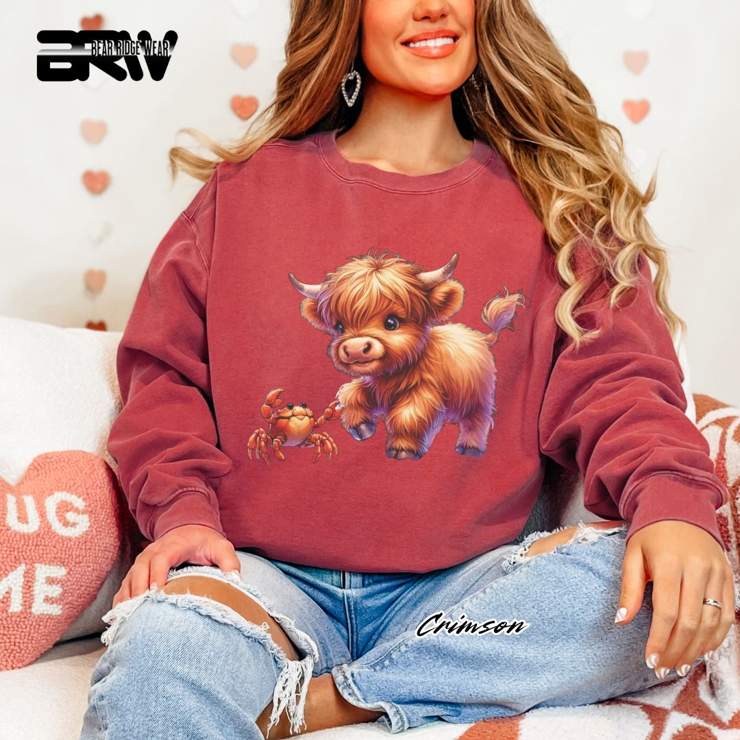 'Highland Cow-Crab' Summer Long Sleeve Tee