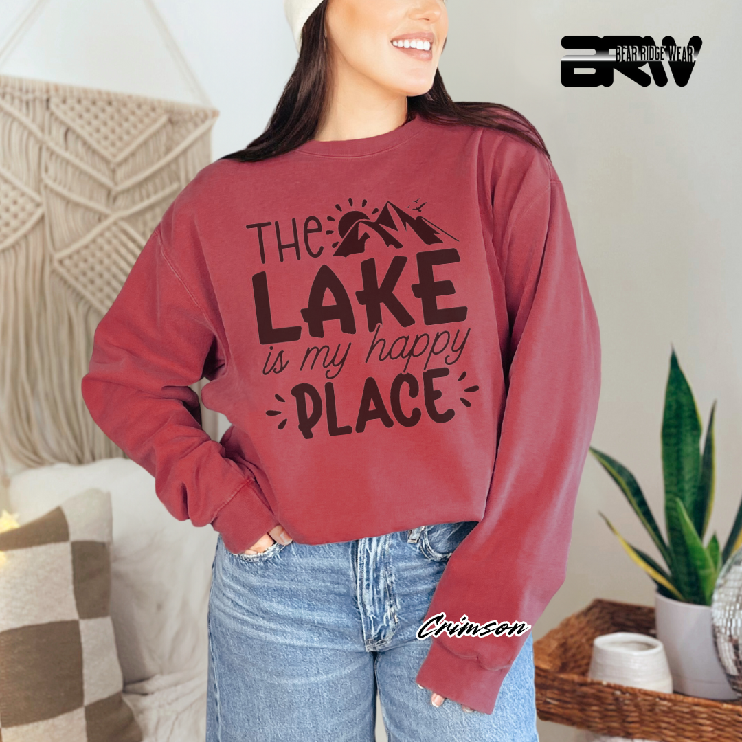 'The Lake Is My Happy Place' Crewneck Sweatshirt