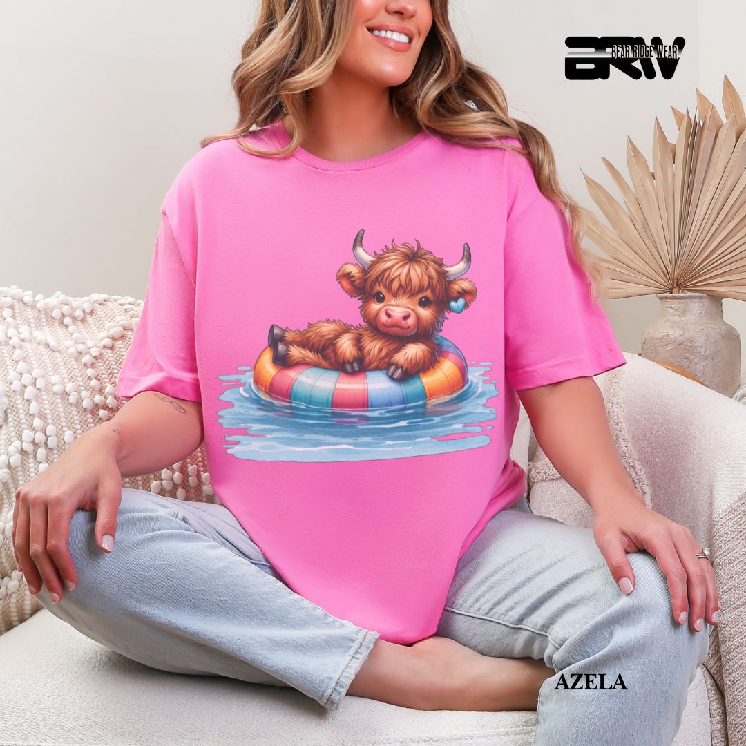 'Highland Cow-Float' Summer Tee