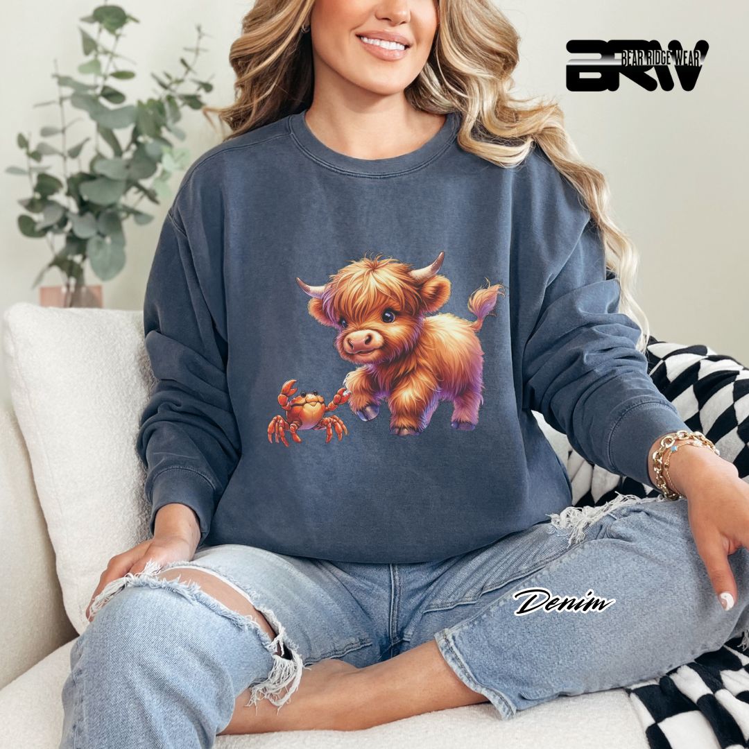'Highland Cow-Crab' Summer Long Sleeve Tee
