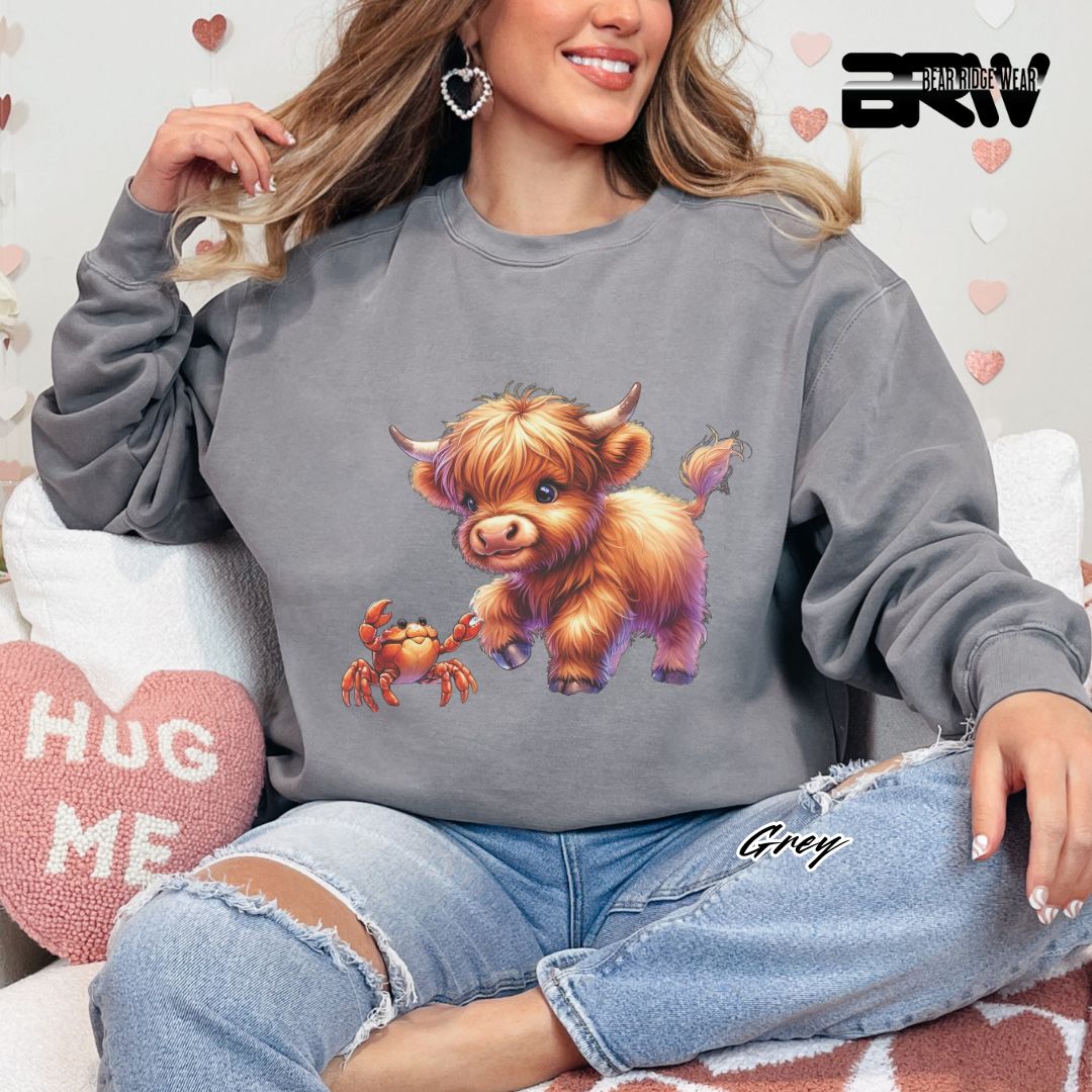 'Highland Cow-Crab' Summer Long Sleeve Tee