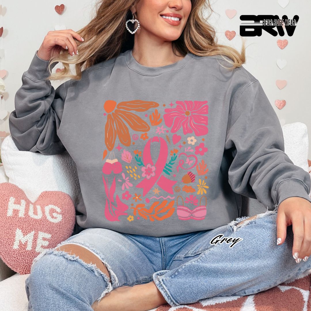 'Ribbon With Flowers Around' Awareness Crewneck Sweatshirt