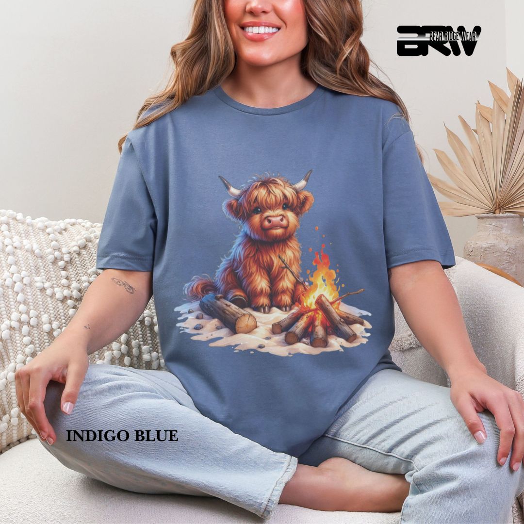 'Highland Cow-Bonfire' 3 Summer Tee