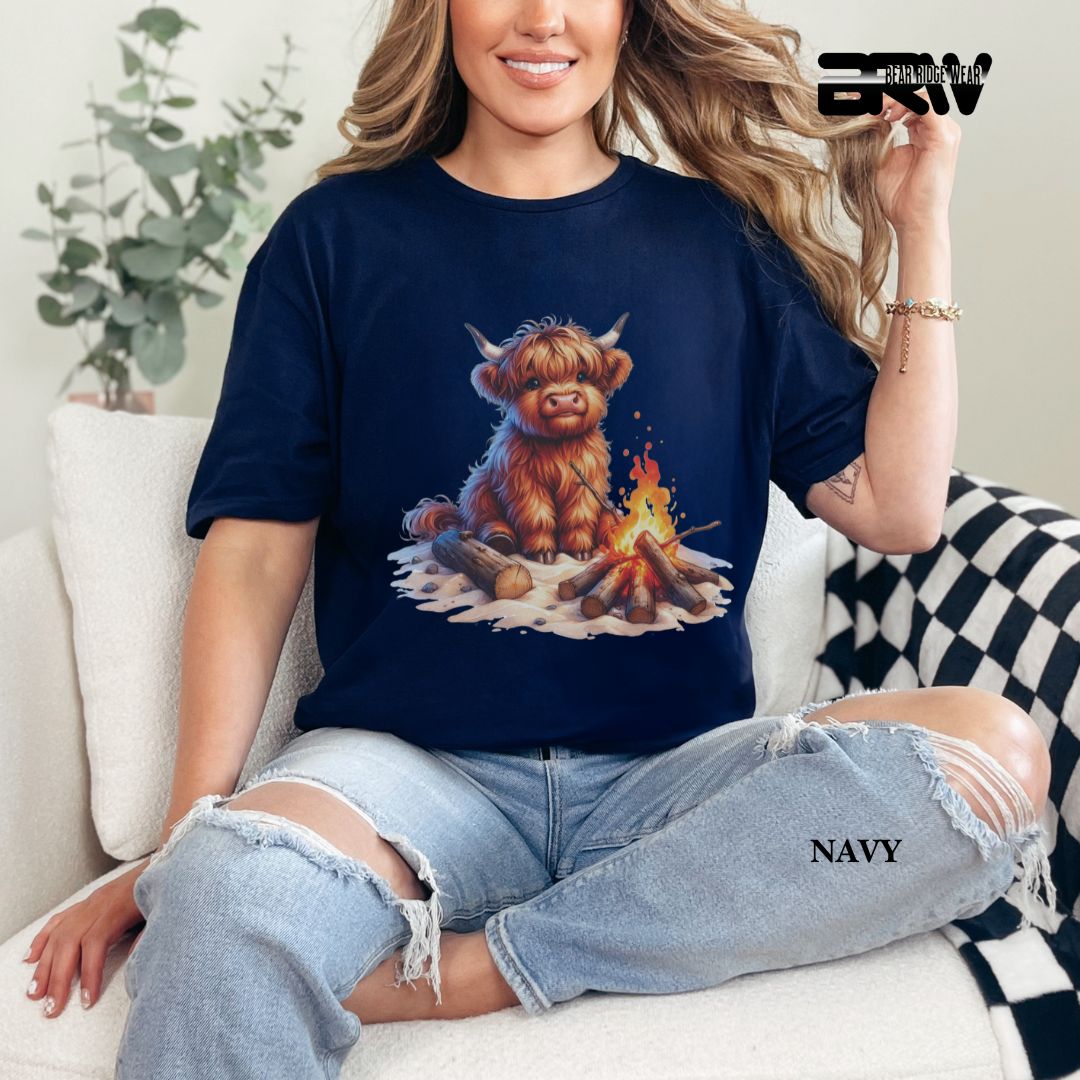 'Highland Cow-Bonfire' 3 Summer Tee