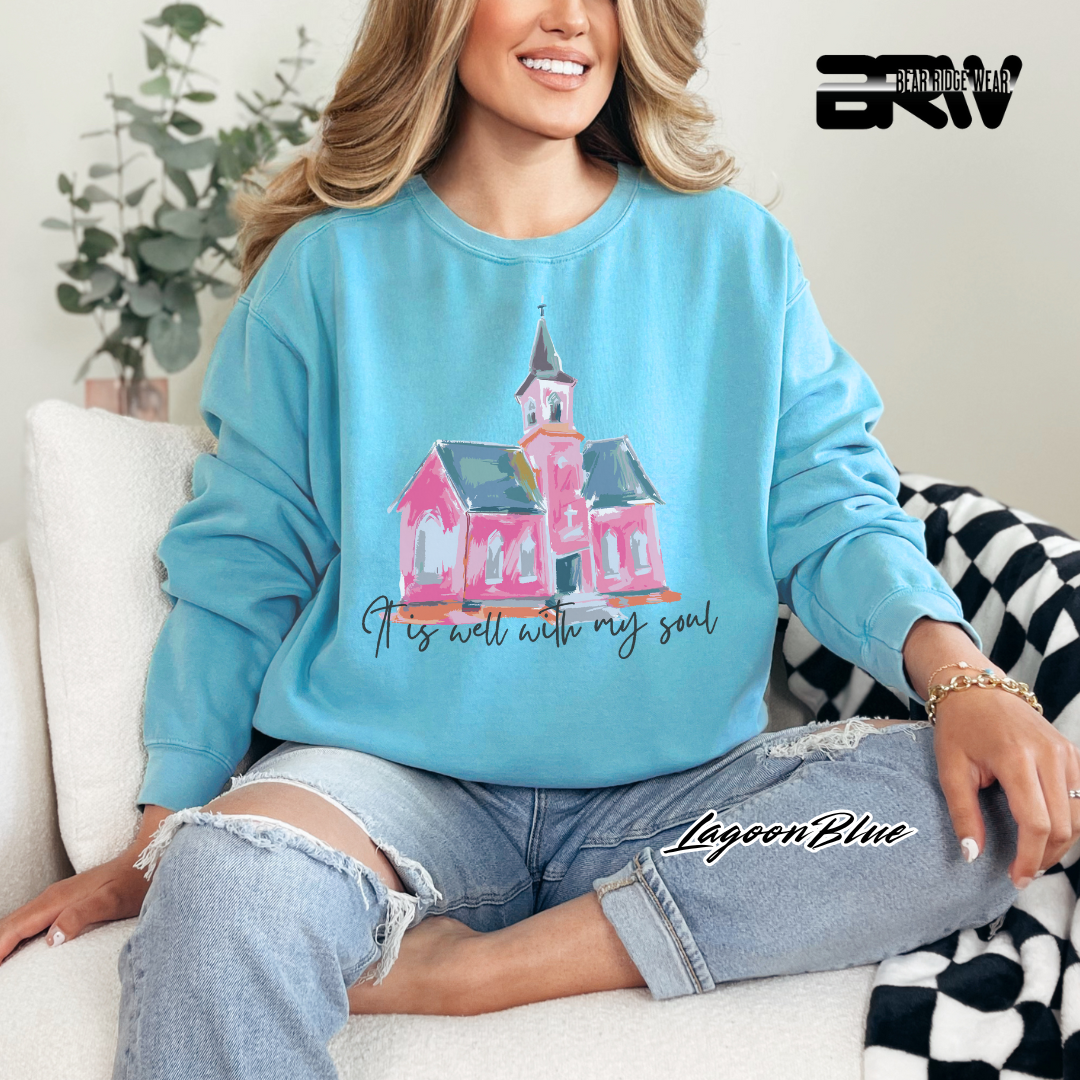 'It Is Well With My Soul' Black Faith Crewneck Sweatshirt
