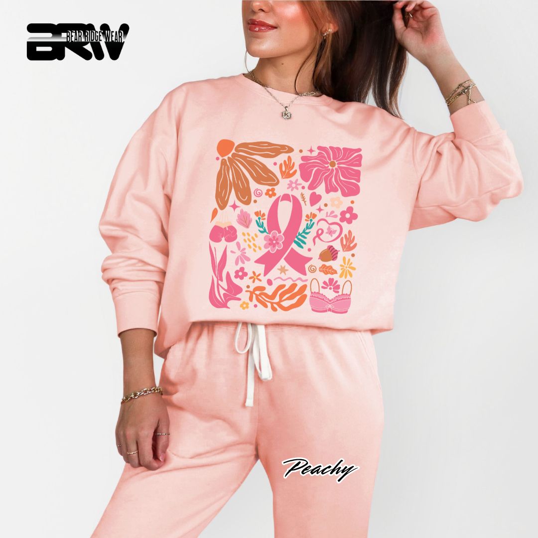 'Ribbon With Flowers Around' Awareness Crewneck Sweatshirt
