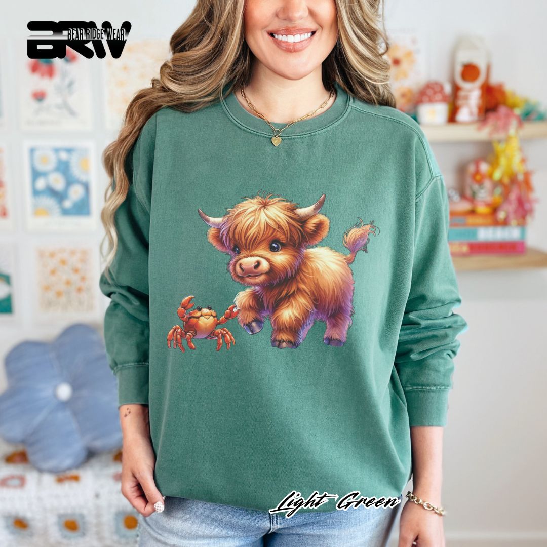 'Highland Cow-Crab' Summer Long Sleeve Tee