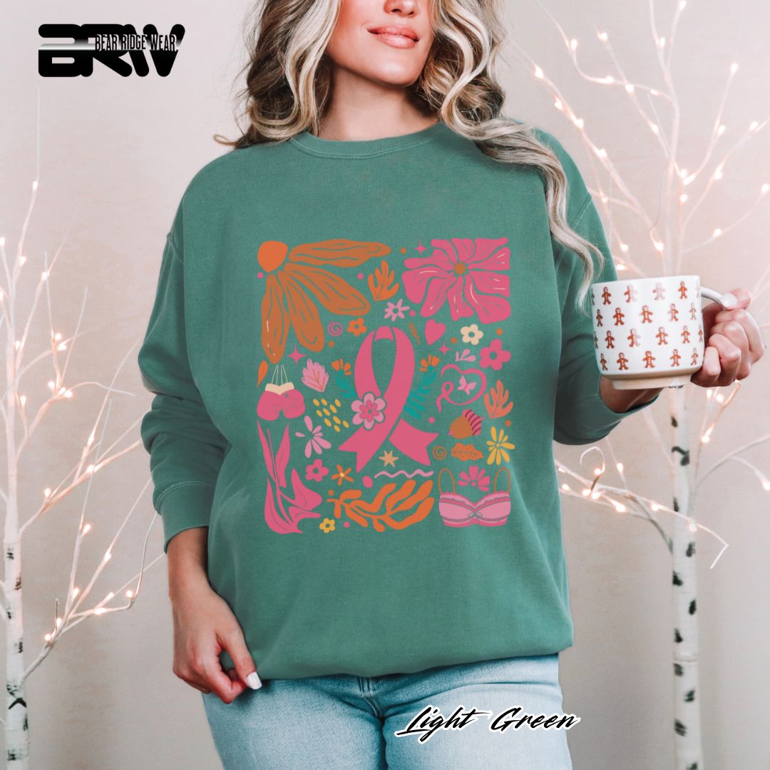 'Ribbon With Flowers Around' Awareness Crewneck Sweatshirt