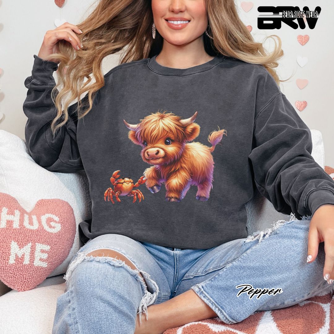 'Highland Cow-Crab' Summer Long Sleeve Tee