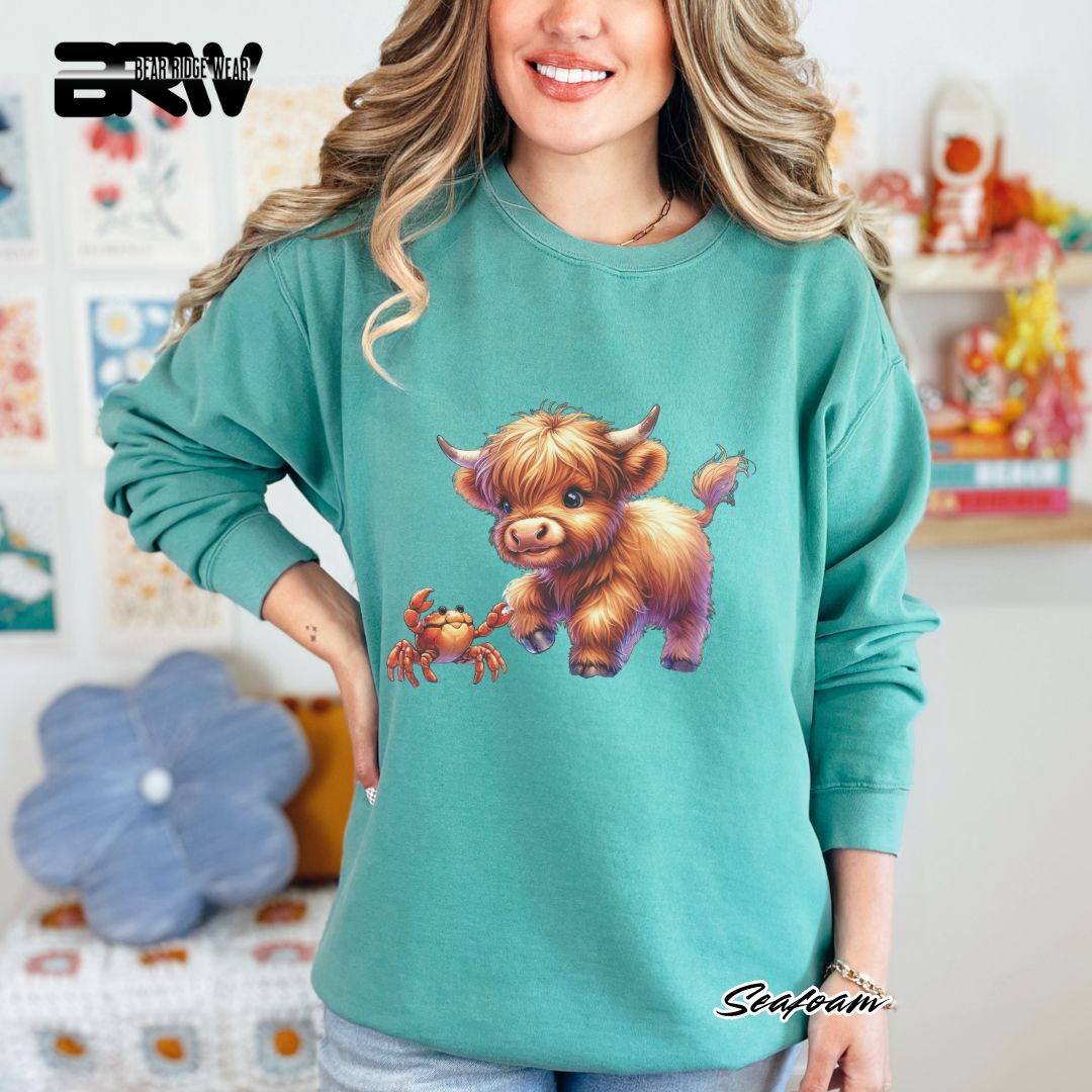 'Highland Cow-Crab' Summer Long Sleeve Tee