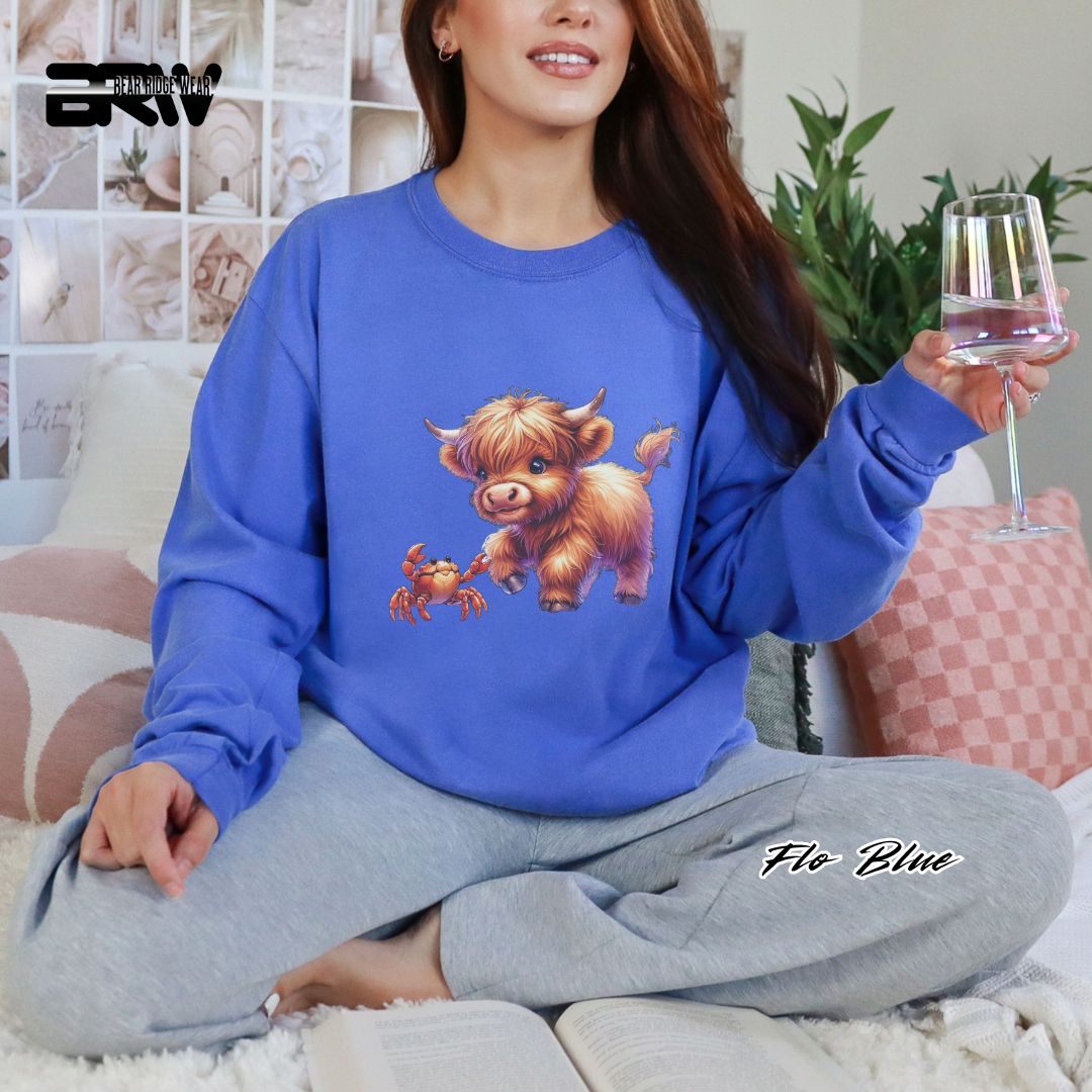 'Highland Cow-Crab' Summer Long Sleeve Tee
