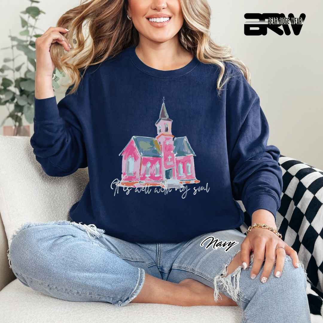 'It Is Well With My Soul' Black Faith Crewneck Sweatshirt