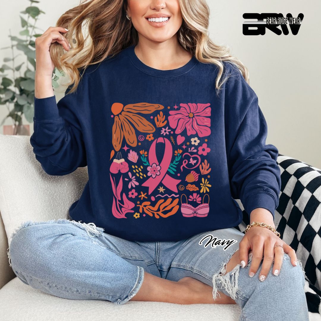 'Ribbon With Flowers Around' Awareness Crewneck Sweatshirt