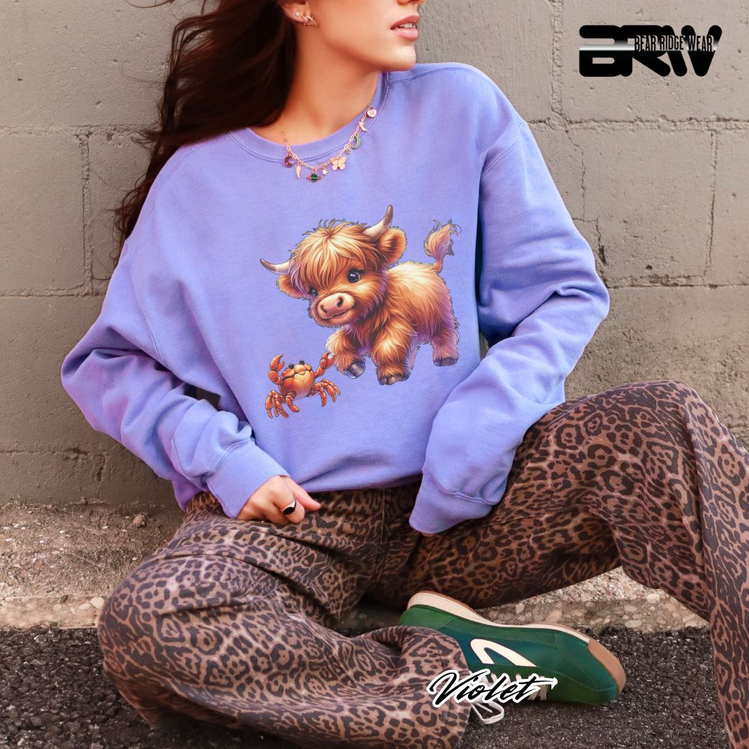 'Highland Cow-Crab' Summer Long Sleeve Tee