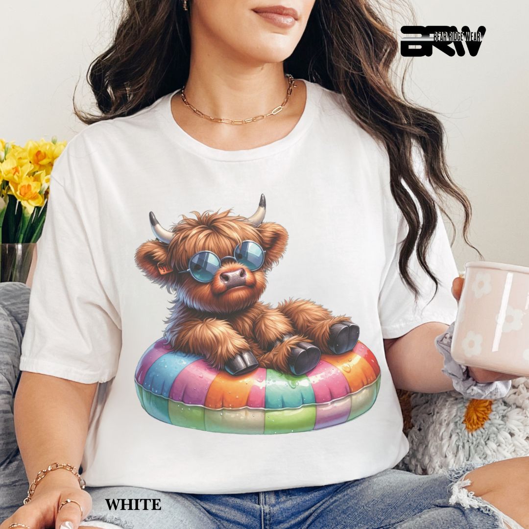 'Highland cow-Float' 3 Summer Tee