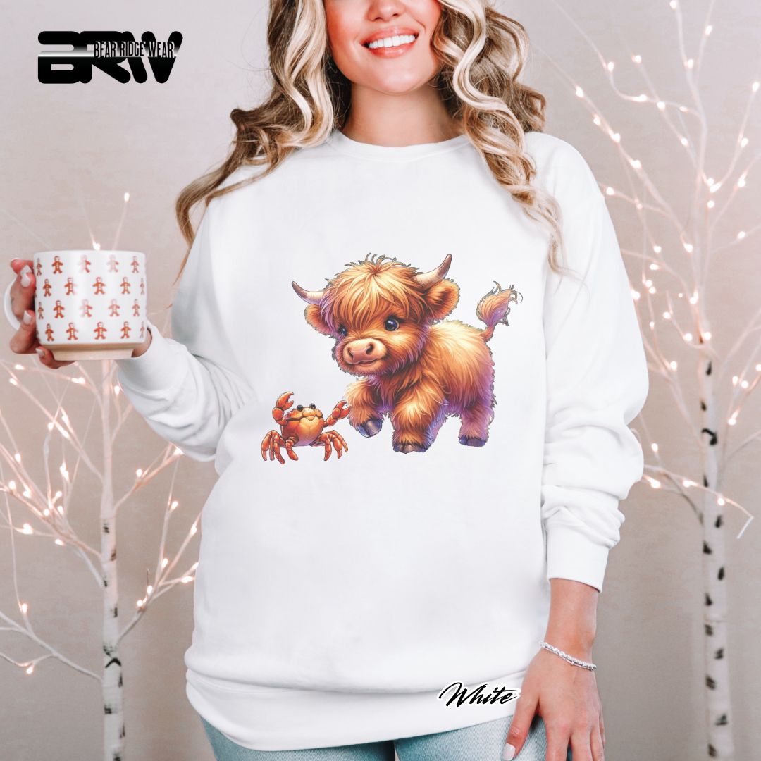 'Highland Cow-Crab' Summer Long Sleeve Tee