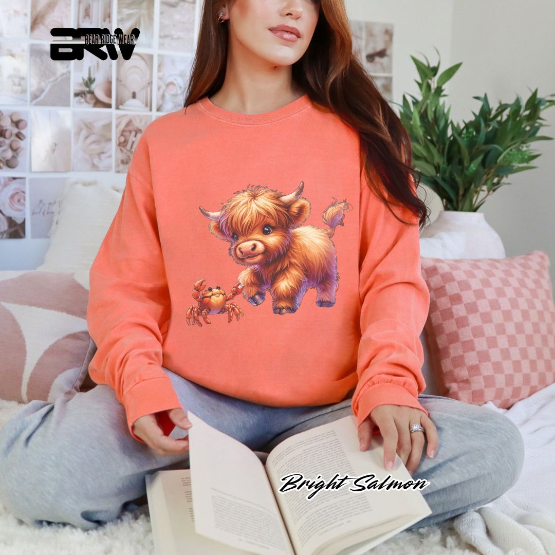 'Highland Cow-Crab' Summer Long Sleeve Tee