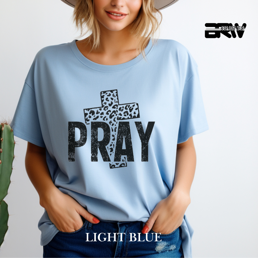 'Pray With Leopard Cross' Faith Tee