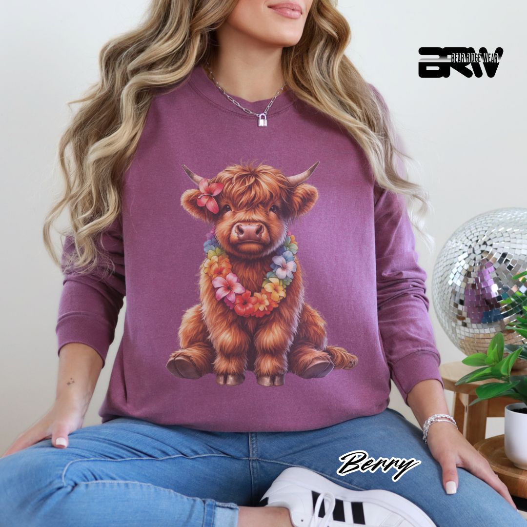 'Highland Cow-Lei' Summer Long Sleeve Tee