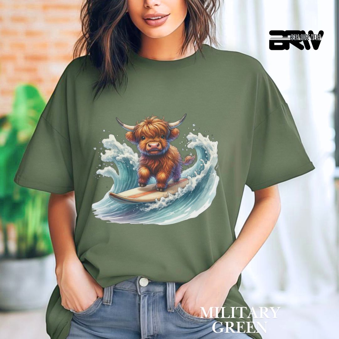 'Highland Cow-Surfing' 2 Summer Tee