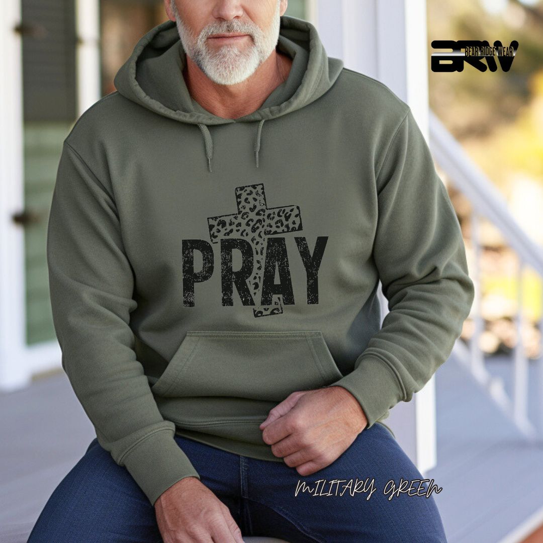 'Pray With Leopard Cross' Faith Hoodie