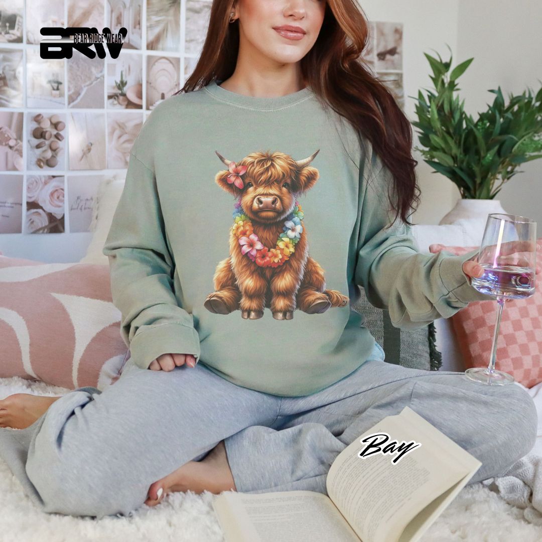 'Highland Cow-Lei' Summer Long Sleeve Tee