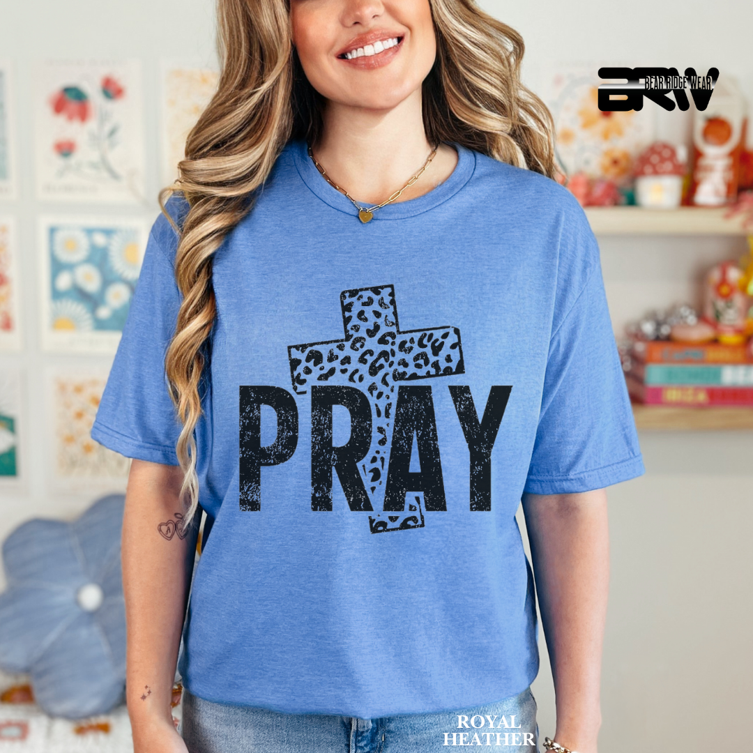 'Pray With Leopard Cross' Faith Tee