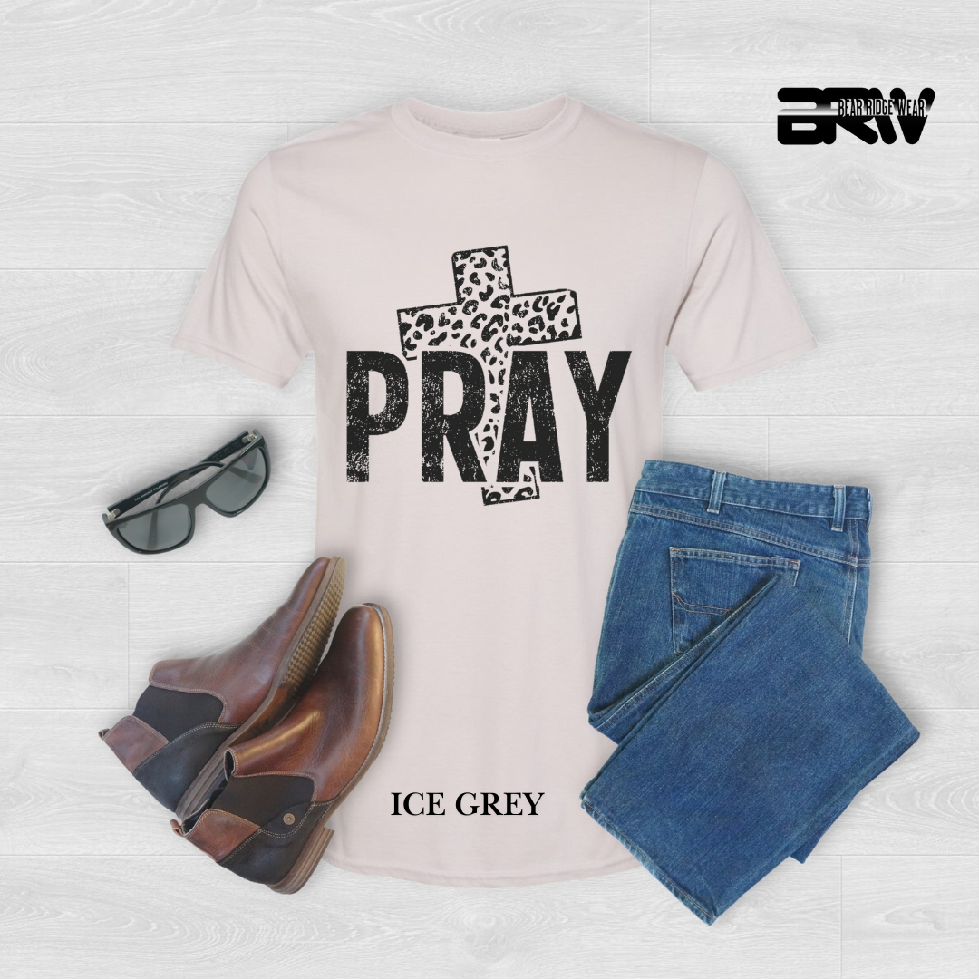 'Pray With Leopard Cross' Faith Tee