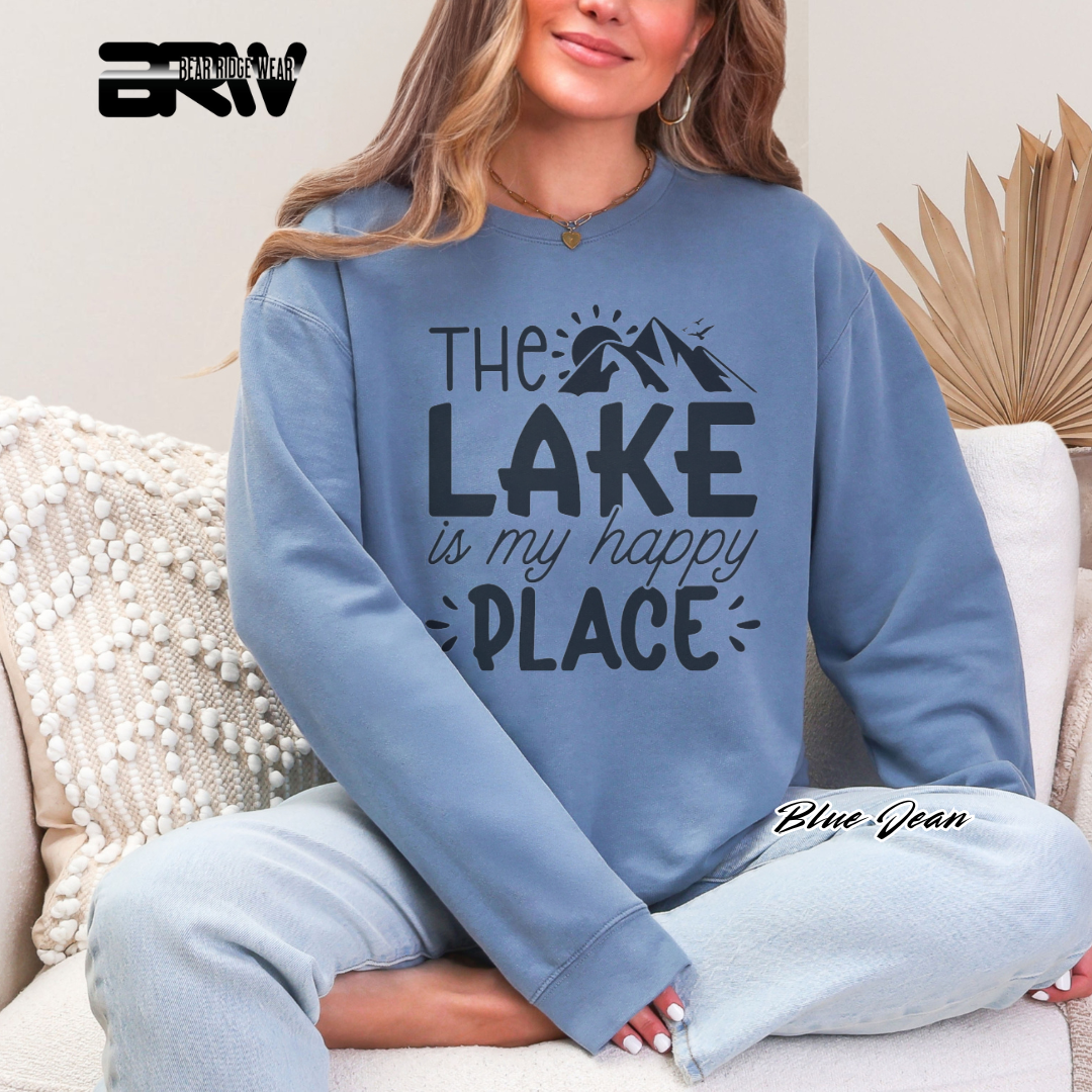 'The Lake Is My Happy Place' Crewneck Sweatshirt