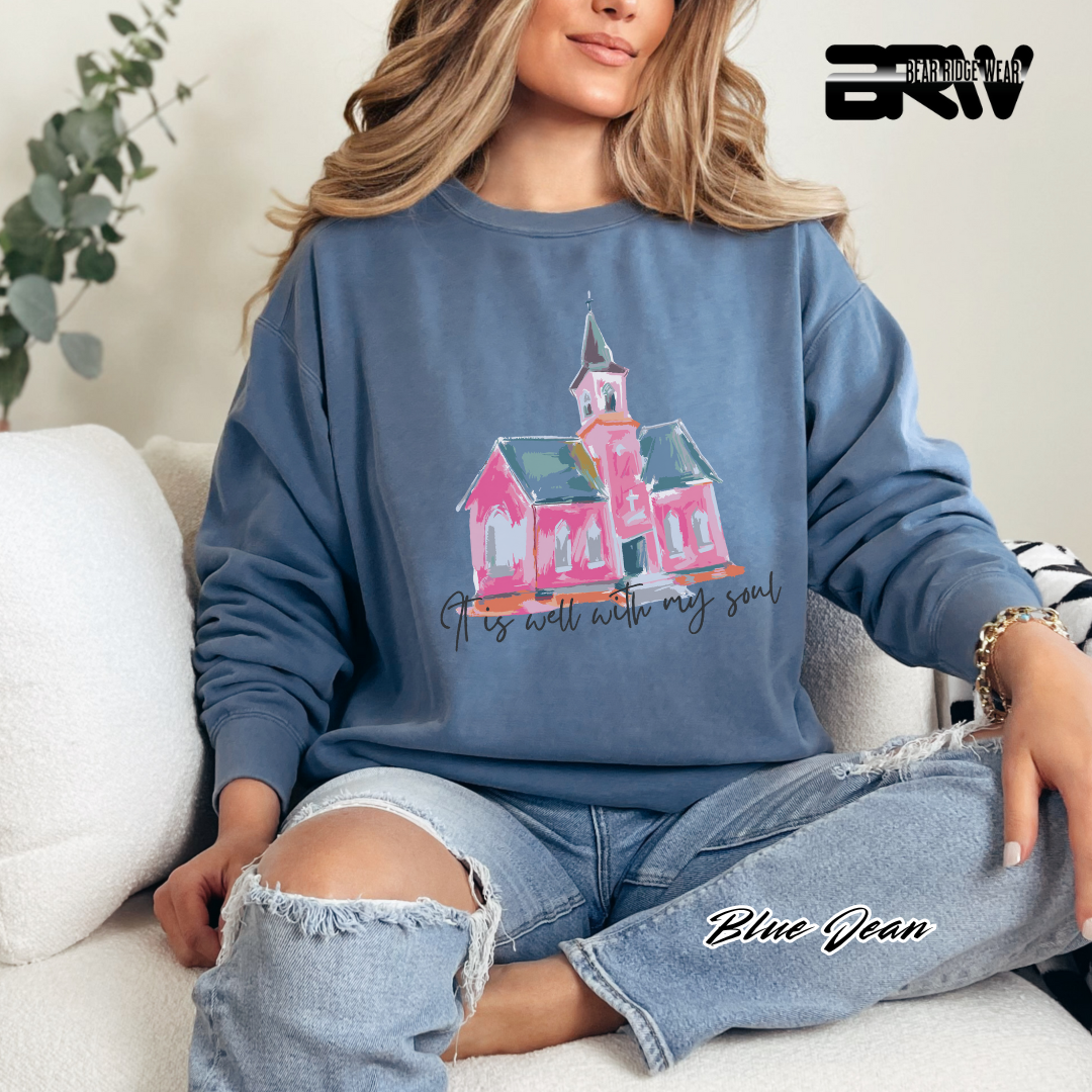 'It Is Well With My Soul' Black Faith Crewneck Sweatshirt
